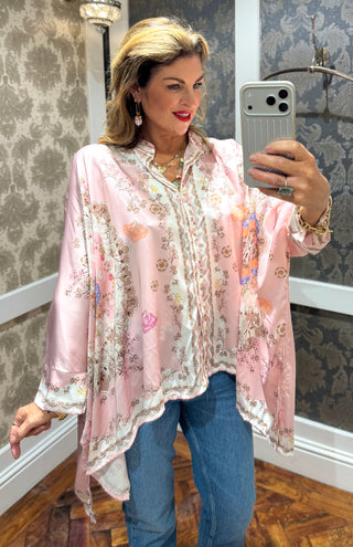 The Aurora Satin Blouse Pink