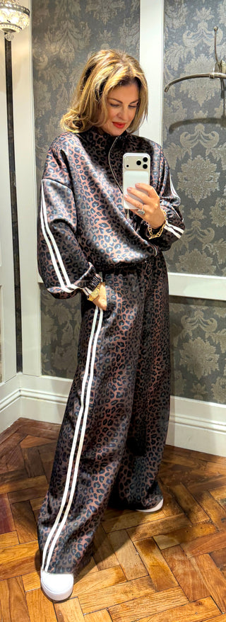 Lola Side Stripe Leopard Print Track Set