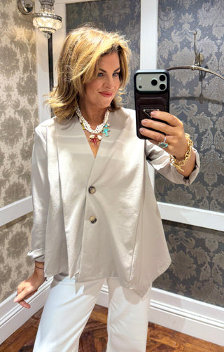 Elara Asymmetrical Button Blazer Mink
