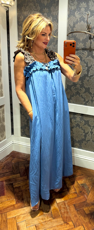 Monroe Leopard Dress - Blue