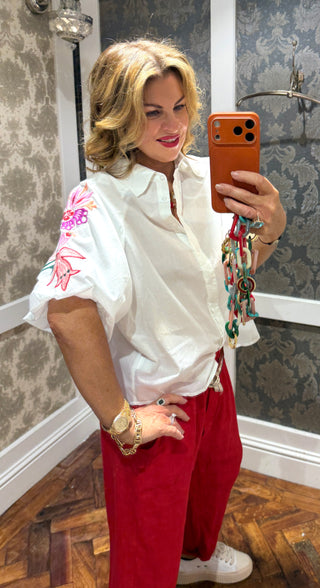 Jessica Cotton Embriodered Blouse - White