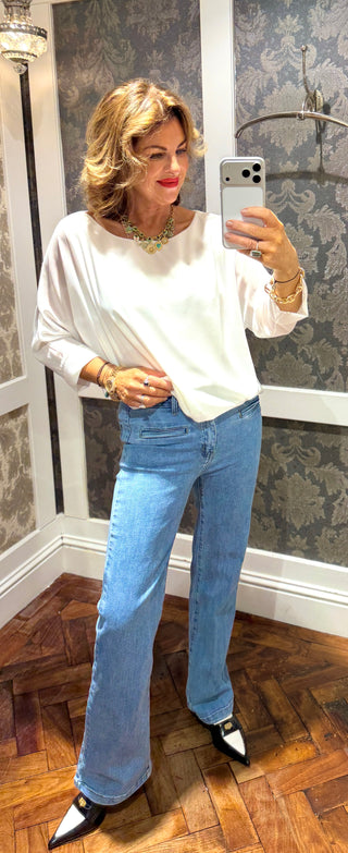 Braid Waist Jean - Summer Blue