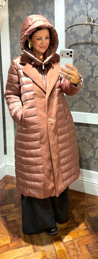 Hunter-Puff Long Jacket-Burnt Orange/Brown