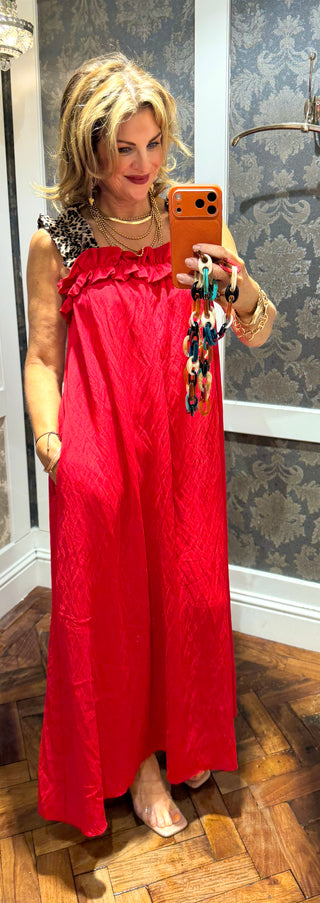 Monroe Leopard Dress - Red