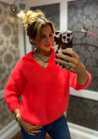 Myra Mohair Collar Knit - Orange