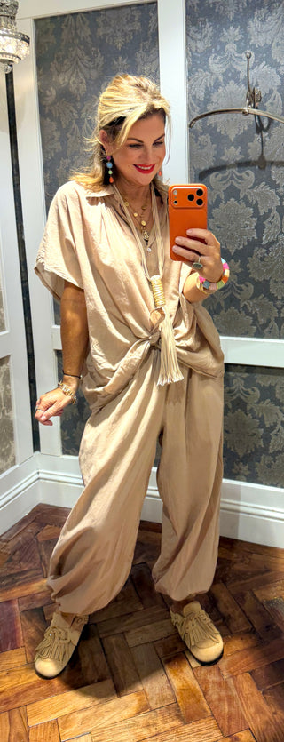Jackie Cotton Two Piece - Tan