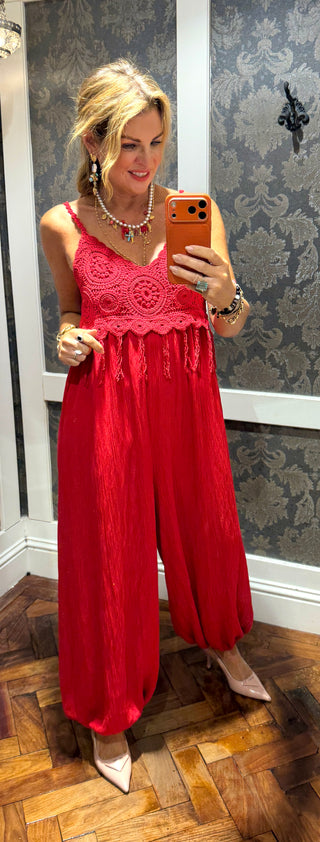 Fiora  Red Jumpsuit