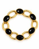 Gold Link Statement Bracelet- Black
