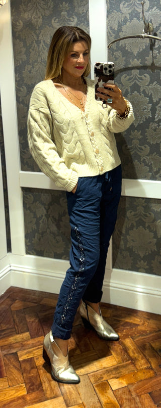 Magic Pant Sequin Embroidered - Navy