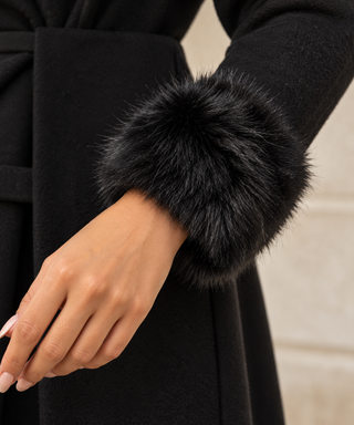 Cleo Faux Fur Arm Cuffs – Black