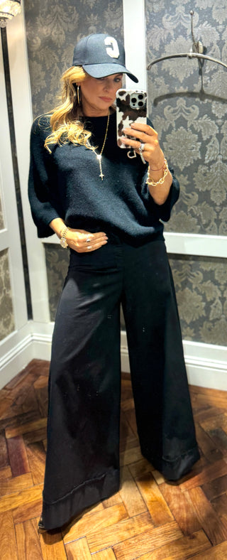 Tina Wide Leg Trousers - Black