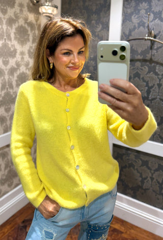 Sunny Knit Button Cardigan Yellow