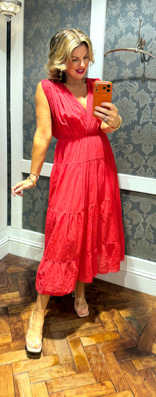 Bella Cotton Dress - Red