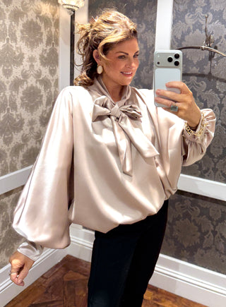 The Pearl Bow Top - Champagne