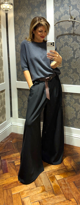 Harper- Black Trouser- Wide Leg