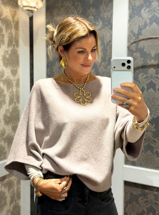 Sophia- Bat Sleeve- Beige