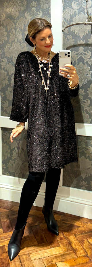 Amara- Sequin Chocolate Brown - Dress Bow- Reversible