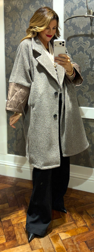 Sabrina- Wool Coat-Greige/Brown