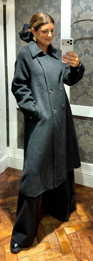 Audrey Wool Coat - Charcoal Grey Black