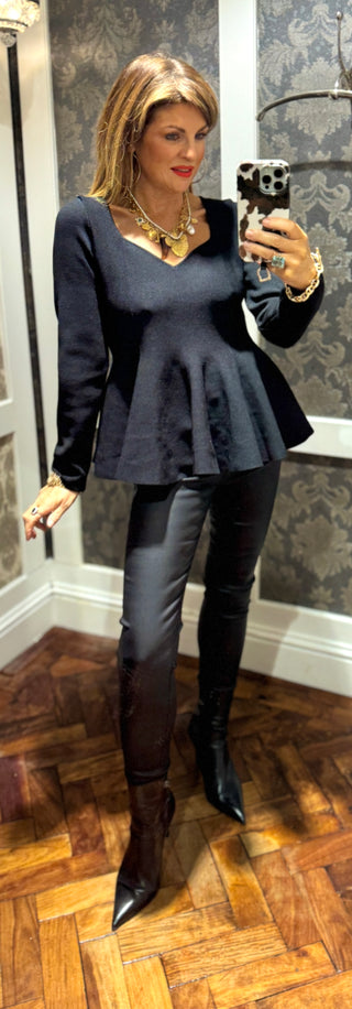 Mina Faux Leather Trouser Black