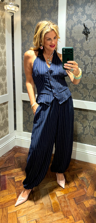 Quinn Two Piece Navy Pinstripe