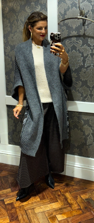 Amealia Contrast Half Sleeve Coatigan - Grey