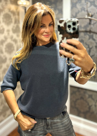 Olivia Soft Knit 3/4 Sleeve - Charcoal 