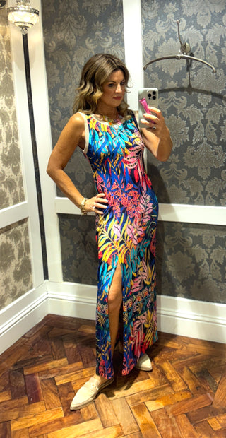Pennylane Sleeveless Dress with Split - Multi