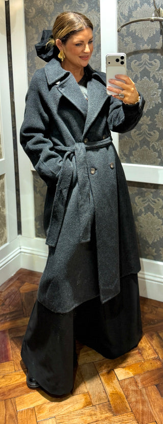 Audrey Wool Coat - Charcoal Grey Black