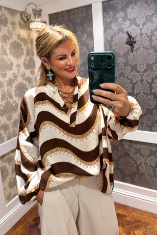 Lumi Quirky Blouse - Brown