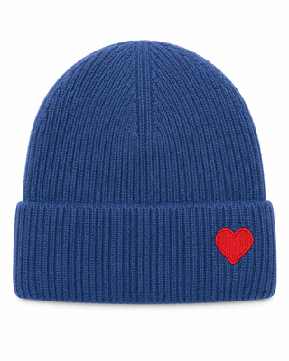 Beanie Hat Heart-Navy