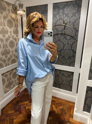 Blair Pinstripe Shirt - Blue and White