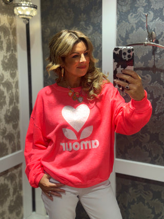Amour Sweatshirt - Coral/Pink Fluoro