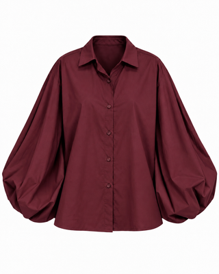 Aviora Balloon Sleeve Shirt - Burgandy