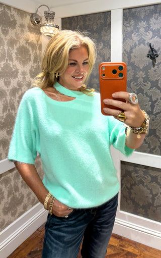 Aria Cut-Out Knit- Mint Green