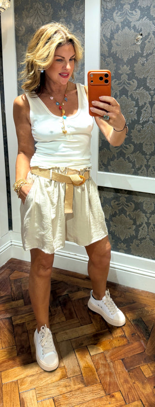 Sienna Paperbag Shorts - Beige