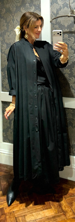 Malia Coat Dress With Pockets -Black