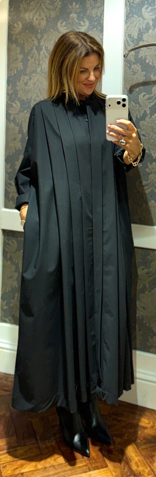 Malia Coat Dress With Pockets -Black