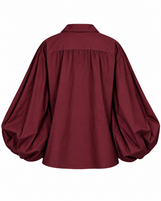 Aviora Balloon Sleeve Shirt - Burgandy