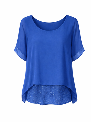 Ryder Sequin Silk Top- Royal Blue