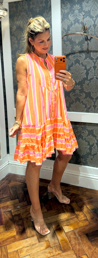 Summer Stripe Midi dress- Orange