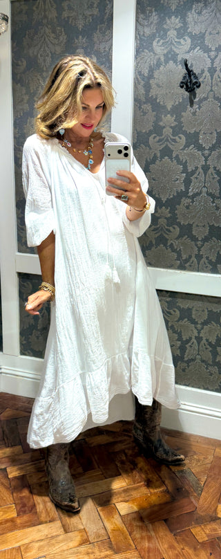 Sandie Cotton Dress - White