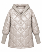 Zoe Shell Jacket Ribbed Sleeve- Beige