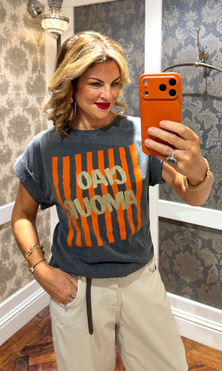 Ciao Amour  T-Shirt- Charcoal Wash