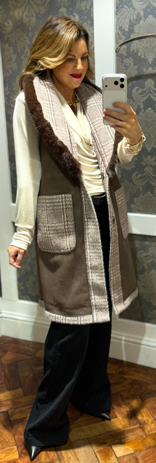 Kendra-Gilet Reversible- Fur Collar