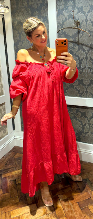 Sandie Cotton Dress - Red