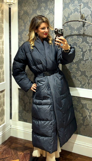 Sana Long Duck Down Puffa Coat - Black