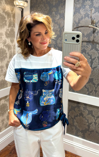 Heritage Silk Cotton Tie Tee -White