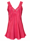Satin Cami with lace neckline -  Deep Pink