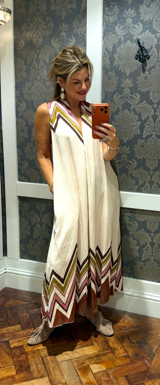 Delphine Geo Dress-Cream